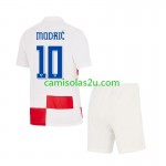 Camisolas de futebol Croácia Luca Modrić 10 Criança Equipamento Principal Euro 2024 Manga Curta